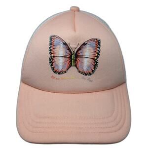 Volcom Trucker Hat Pink One Size Butterfly Logo Graphic Mesh Back Foam Snapback